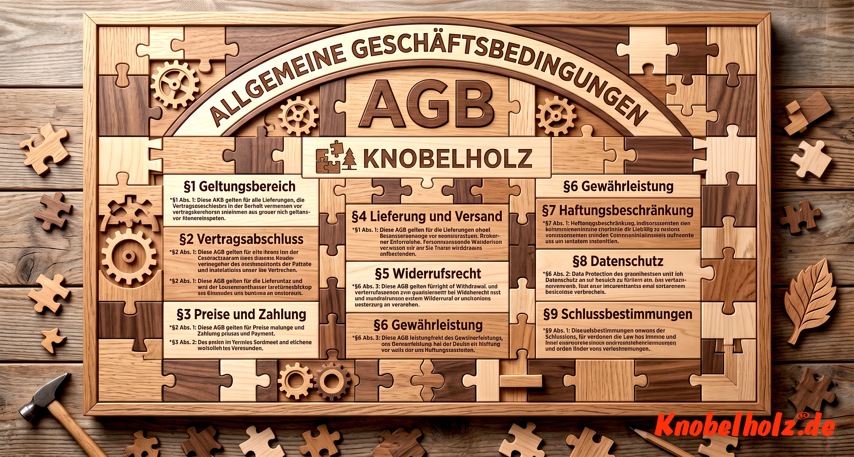 Hier findest du die Allgemeinen Geschäftsbedingungen (AGB) von Knobelholz
