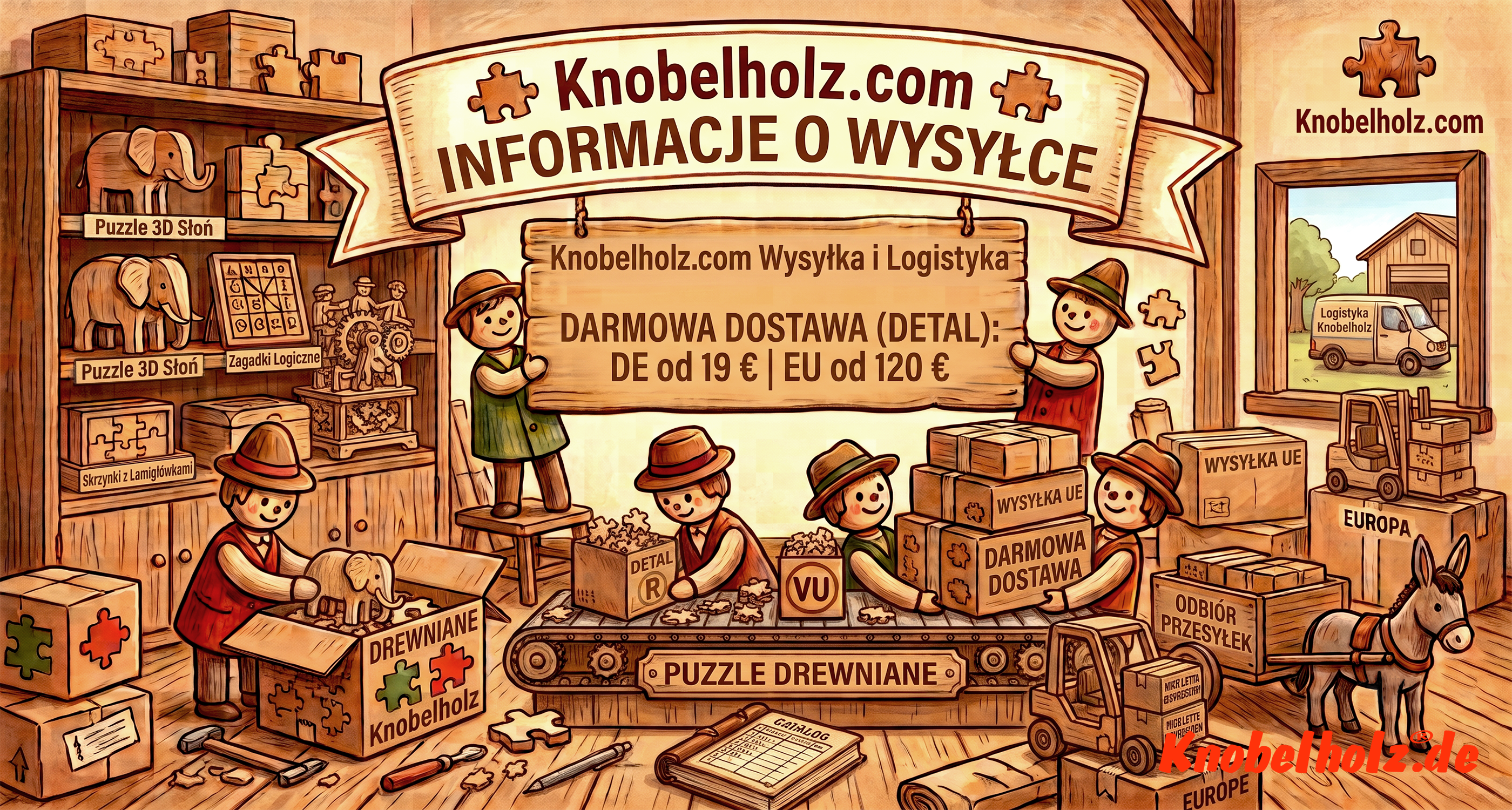 Informacje o wysyłce i czasie dostawy w firmie Knobelholz: W firmie Knobelholz możesz wygodnie zlecić dostawę swojej przesyłki do domu.