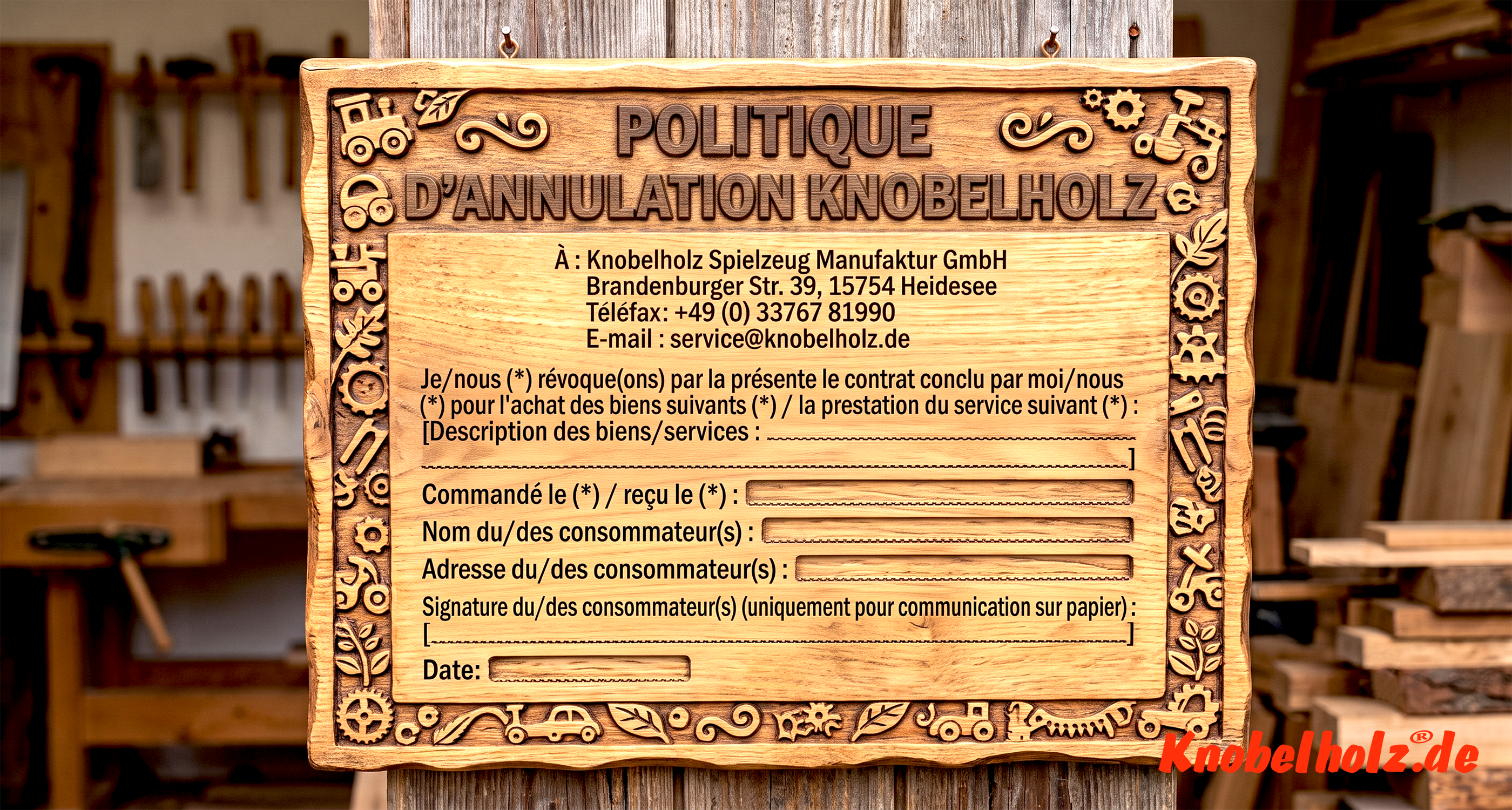 Conditions d'annulation : Vous pouvez annuler votre contrat dans un délai de 14 jours sans donner de motif, par écrit ou en retournant la marchandise.