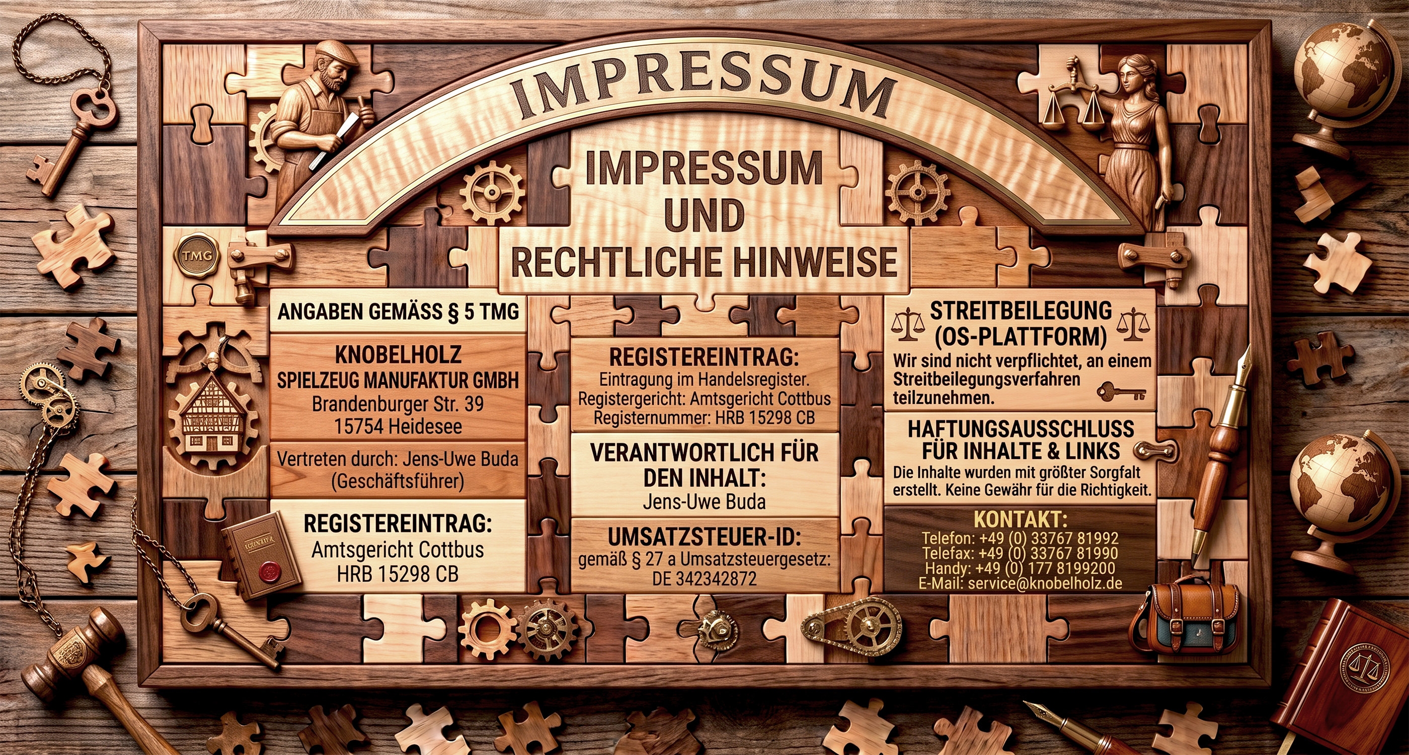 Knobelholz Impressum Alle gesetzlichen Anbieterkennzeichnungen, Kontaktinformationen und Pflichtangaben auf einen Blick