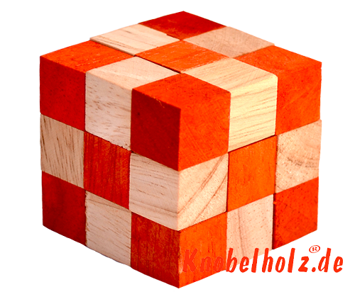 snake cube level orange holzspiel holzpuzzle wooden puzzle brainteaser