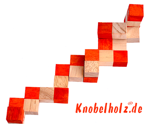 kostka pozioma węża rozwiązanie pomarańczowy krok 4 rozwiązanie węża sześcian drewniane puzzle