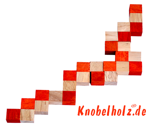 kostka pozioma węża rozwiązanie pomarańczowy krok 1 rozwiązanie węża sześcian drewniane puzzle