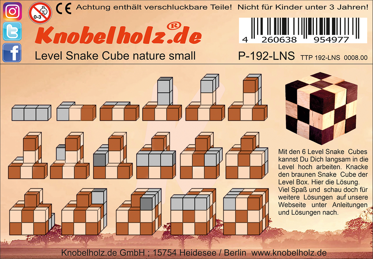 Solution for printing the Snake Cube türkies small the Snake Cube Level Box