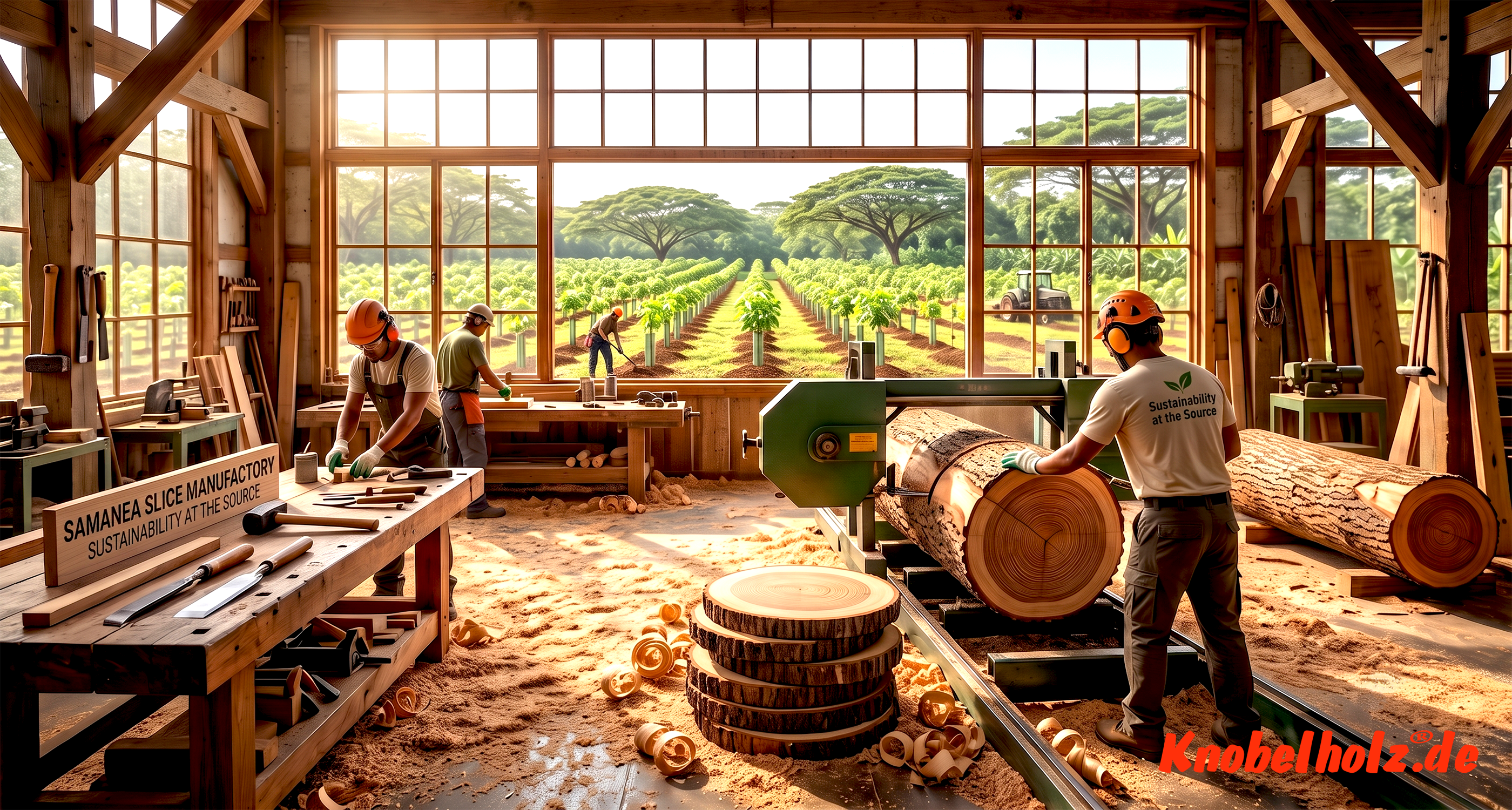 Knobelholz has its own sawmill for the trees from our own plantation; they are cut there and then move into our own production process.