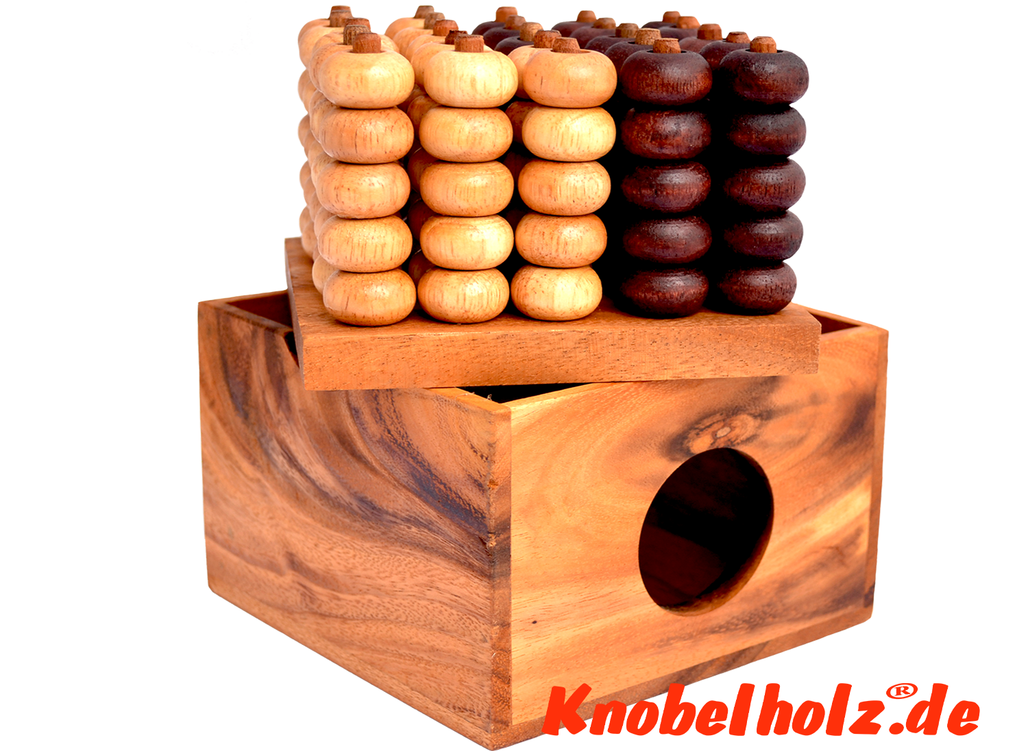 Connectez quatre 3d bingo 3d quatre en rangée avec des boules en samanea boîte en bois
