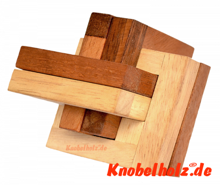 Criss Cross Jam Interlock Holzpuzzle jammed intersection puzzle in size 7,8 x 7,8 x 7,8 cm samanea wooden game