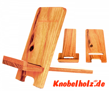 Handyhalter aus Holz als Holzpuzzle mit 2 Teilen, Knobelspiel, Knobelholz, Händyzubehör