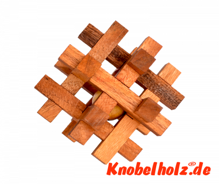 Tavor Holzpuzzle medium Käfig Puzzle, Knobelspiel, Interlock Puzzle aus Holz, Samanea wooden