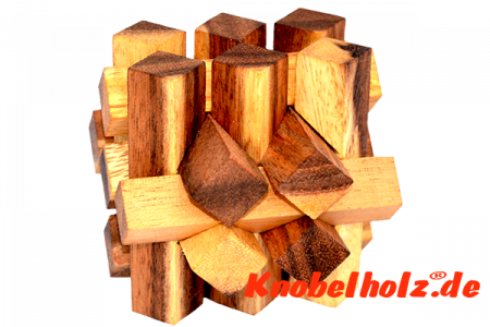 Alternated Lying xlarge Brick Holzpuzzle 3D mit 15 Teilen Wooden IQ Puzzle, Geduld Puzzle, Denkspiel in den Maßen 19,0 x 19,0 x 19,0 cm, samanea brain teaser