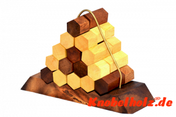 Hexagon Pyramide Holzpuzzle 3D Bienenwaaben Puzzle mit Hexagon Holzteilen, IQ Puzzle, Geduld Puzzle, Denkspiel in den Maßen 13,3 x 4,8 x 9,3 cm, monkey pod teaser