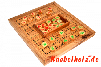 Chinese-chess-board-wooden-game-samanea holz mit den Spielbrettmaßen 14,50 x 31,0 x 5,5 cm