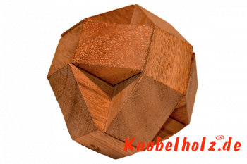 Cube Lock Ball Holzpuzzle 3D Einsteiger  Puzzle mit 6 Teilen in den Maßen 5,8 x 5,8 x 5,8 cm, samanea wood brain teaser