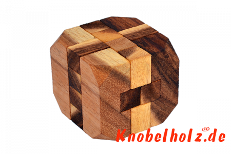 Diamond Cube medium 3D Puzzle Holzteilen für eine Person in den Maßen 6,0 x 6,0 x 6,0 cm, samanea wooden puzzle brain teaser