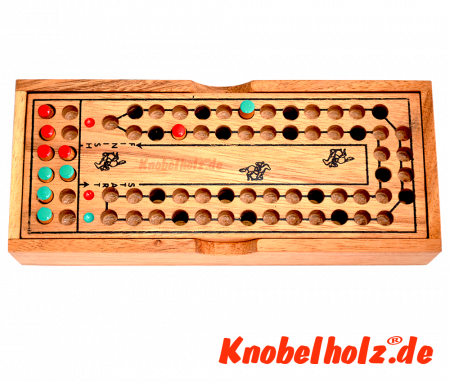 Pferderennen horse race Kinder Würfelspiel für 2 Spieler mit den Maßen 20,4 x 8,4 x 3,7 cm , samanea wooden dice game