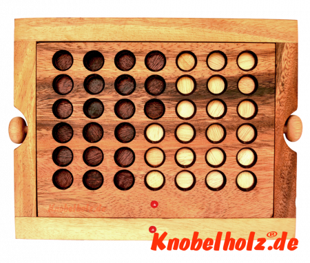 Connect Four Chips Strategy Game, Vier Gewinnt, Bingo Samanea Holz Strategie Spiel mit Chips mit den Maßen 24,0 x 18,5 x 6 cm , connect four monkey pod bingo