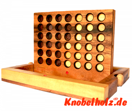 Collega quattro, Bingo, quattro di fila gioco di strategia in legno Samanea con chip di dimensioni 24,0 x 18,5 x 6 cm, collega quattro baccelli scimmia