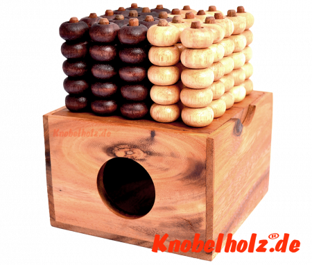 Connect Four 5x5 Bingo 3D Raummühle Box Strategie Samanea Spiel für 2 Spieler mit den Maßen 14,2 x 14,2 x 9,7 cm, connect 4 in wooden box Monkey Pod