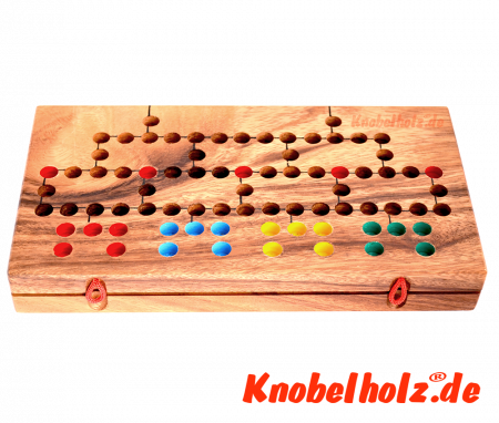 Barrikade Board medium, Malefiz, Blockade Klappbrett geschlossen Würfelspiel aus Samanea Holz mit den Maßen 30,0 x 14,5 x 3,5 cm , barricade wooden game flip board monkey pod