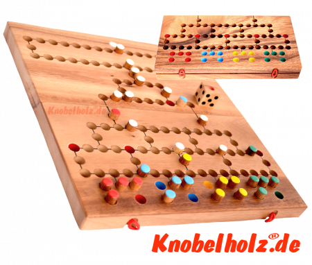 Barrikade, Blockade Spielbrett medium Würfelspiel aus Samanea Holz mit den Maßen 30,0 x 14,5 x 3,5 cm , barricade wooden game flip board monkey pod