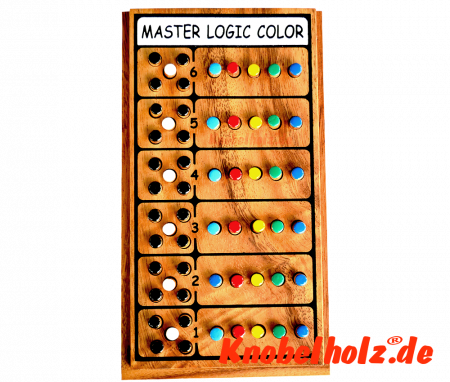 Master Logic Color Superhirn Logikspiel Farbecode Rätsel  in den Maßen 20,8 x 11,5 x 4,5 cm, master logic samanea wooden game