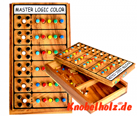Master Logic Color Superhirn Logicspiel als Holzvariante  in den Maßen 20,8 x 11,5 x 4,5 cm, master logic samanea wooden game