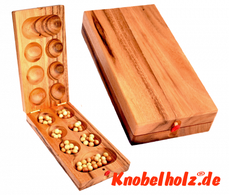 Kalaha afrikanisches Bohnenspiel Rain Tree Mancala Holzversion in den Maßen 24,8 x 13,2 x 4,8 cm, mancala samanea wooden game