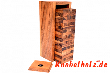 Wobbly M Game Tower Wackelturm medium ein Spielspass für die ganze Familie in den Maßen 23,3 x 7,8 x 6,8 cm, stapelturm medium samanea wooden game