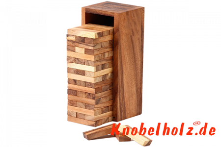 Wobbly xl Game Tower xlarge  Wackelturm ein Spielspass für die ganze Familie in den Maßen 32,5 x 9,6 x 8,6 cm, Stapelturm extra large tower samanea wooden game