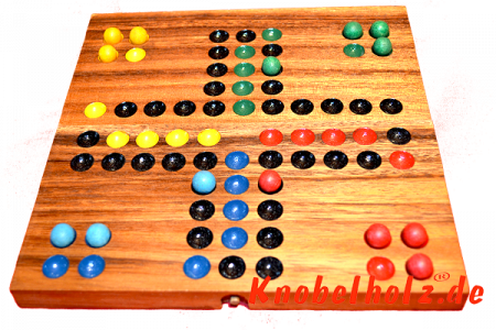 Ludjamgo 6 und nach Haus Würfelspiel Klappbrett moit Kugeln als Reisevariante mit ganzer Familie in Maßen 20,0 x 20,0 x 2,5 cm, ludo bord balls samanea wooden game