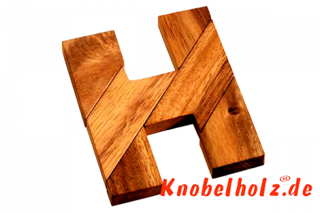 H Puzzle buchstaben Holzpuzzle Wooden Game Tangram mit 6 Holzteilen in den Maßen 7,6 x 5,8 x 2,0 cm, samanea brain teaser