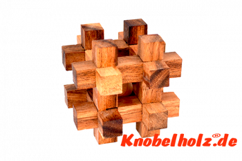Käfig mini Puzzle Tavor Holzpuzzle tricky mit 8 Teilen Wooden IQ Game, Geduld Puzzle, Denkspiel in den Maßen 5,0 x 5,0 x 5,0 cm, samanea brain teaser