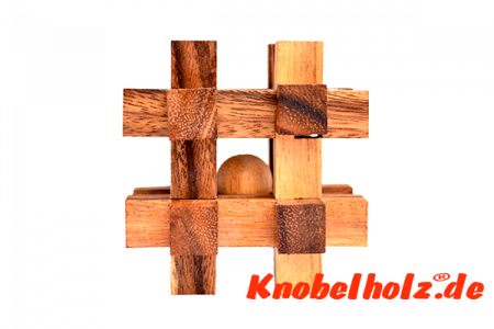 Käfig small Puzzle Tavor Holzpuzzle tricky mit 8 Teilen Wooden IQ Game, Geduld Puzzle, Denkspiel in den Maßen 5,5 x 5,5 x 5,5 cm, samanea brain teaser
