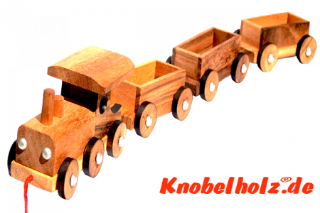 Kinder Eisenbahn Zug Puzzle aus Holz Holzzug mit Anhänger, Kinder Puzzle, Geduld Puzzle, Holzspiel in den Maßen 25,0 x 6,8 x 9,0 cm, samanea brain teaser puzzle