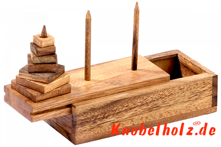 Pagoda Turm von Hanoi mit 7 Platten Logikspiel in einer Holzbox Pagoda wooden puzzle