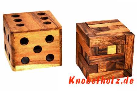 Packing Box Y Holzpuzzle 3D Pentominoe mit 25 Teilen in den Maßen 8,8 x 8,8 x 8,8 cm, samanea wood brain teaser