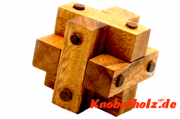 Pokum Cube Puzzle 3D, Interlock Knobelspiel ein Cube Puzzle aus Holz mit den Maßen 5,5 x 5,5 x 5,5 cm samanea wooden brain teaser