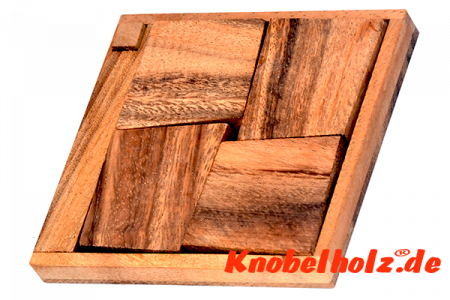 Possible Pack Puzzle Holz Legespiel in Holzbox mit den Maßen 11,5 x 10,2 x 1,4 cm samanea wooden brain teaser 