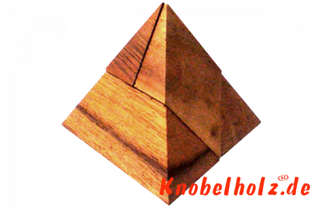 Pyramiden Holzpuzzle tricky mit 4 Teilen Wooden IQ Game und Brain Teaser Denkspiel in den Maßen 7,0 x 7,0 x 7,0 cm, samanea brain teaser