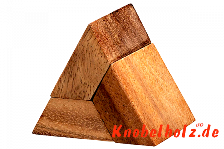 Pyramiden Holzpuzzle tricky mit 3 Teilen Wooden IQ Game und Brain Teaser Denkspiel in den Maßen 6,5 x 7,0 x 6,5 cm, samanea brain teaser
