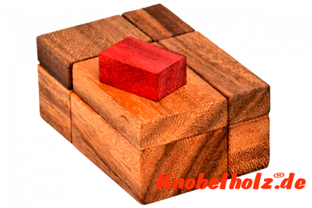 Red cube 2 wooden puzzle hide red block holzpuzzle knobelspiel in den Maßen 11,5 x 8,0 x 6,8 cm samanea wooden brain teaser 