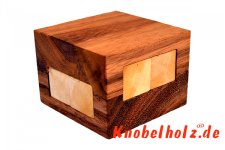 Safe Puzzle Box Tresor aus Holz zum knobeln in den Maßen 6,8 x 6,8 x 5,5 cm, monkey pod puzzle