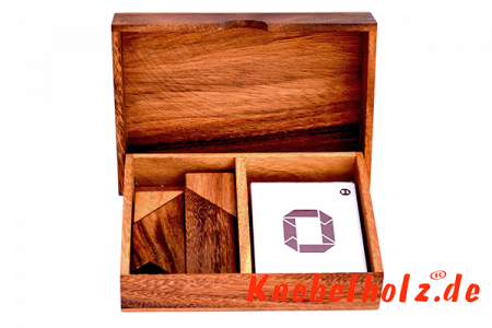 T Puzzle Battle Box Holzpuzzle für 2 T Wooden Puzzle Tangram mit 4 Holzteilen in den Maßen 12,5 x 15,5 x 3,3 cm, samanea brain teaser