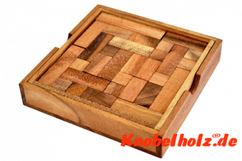 Tetris Holzpuzzle Box 3D Pentomino Puzzle mit mehreren Tetris Holzteilen, IQ Puzzle, Geduld Puzzle, Denkspiel in den Maßen 15,0 x 14,8 x 2,8 cm, monkey pod teaser
