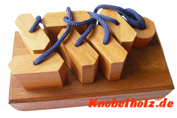 Unplugged Holzpuzzle Plug String Puzzle Stagebox mit den Maßen 11,8 x 7,0 x 6,0 cm samanea wooden brain teaser