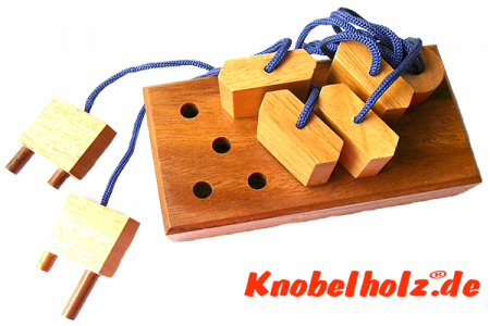 Unplugged Holzpuzzle 6 Plug String Puzzle Stagebox mit den Maßen 11,8 x 7,0 x 6,0 cm samanea wooden brain teaser