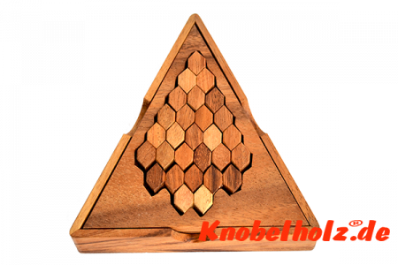 Waaben Beehive Puzzle Box Bienenwaaben Knobelspiel in Holzbox mit den Maßen 15,5 x 14,5 x 2,2 cm samanea wooden brain teaser 